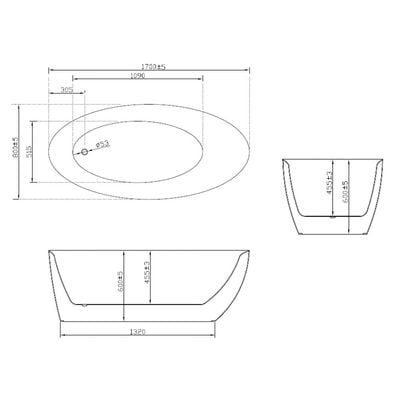 Milano Terry Freestanding Bathtub 170X80X580 W/Wood Bathshelf